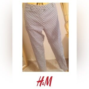 H&M Navy and White Diamond Pattern Pants, Office Slacks, Casual, Size 10, NWT